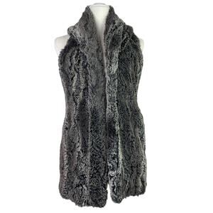 Alice + Olivia Gray Fuzzy Vest Faux Fur Furry XS